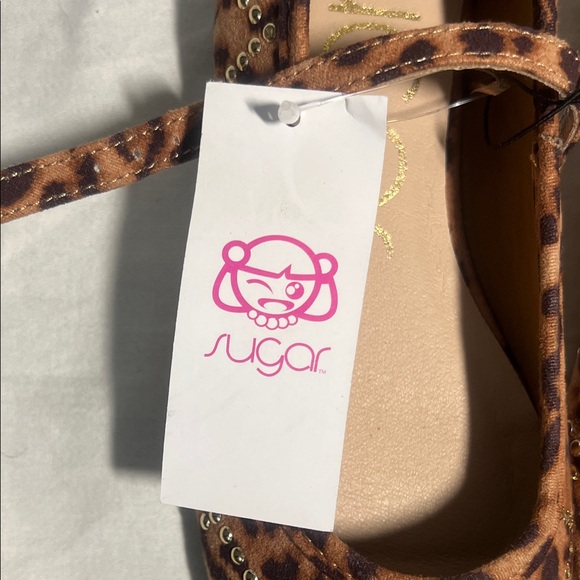 Sugar Leopard Print Flats with Stud Accents - Picture 2 of 4